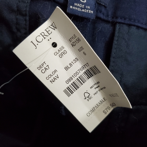 J. Crew Factory High Rise Girlfriend Chino Pants Navy Blue NWT Size 6 - Picture 4 of 10